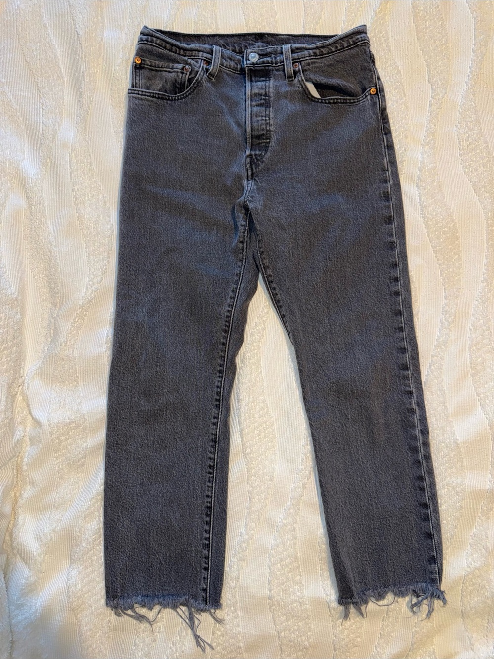 Womens Levis Washed Black Straight-Leg cropped Jeans